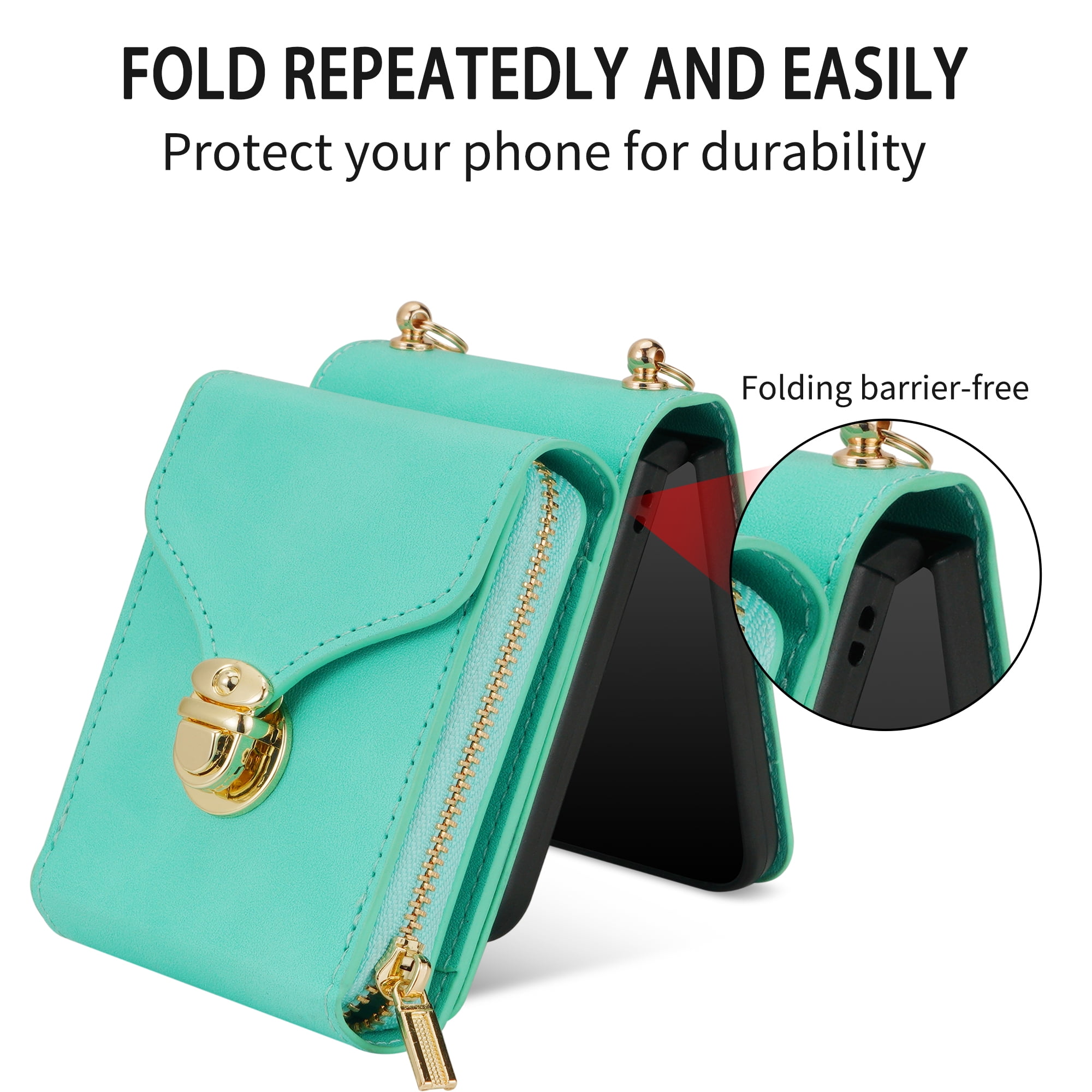 Galaxy Z Flip 5 4 3 Crossbody Wallet Phone Case for Samsung Flip5 Flip4 5G  Love Card Holder Purse Lanyard Strap Leather Cover - AliExpress